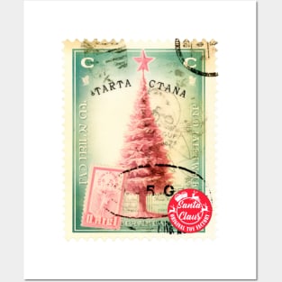 christmas tree stamp Posters and Art